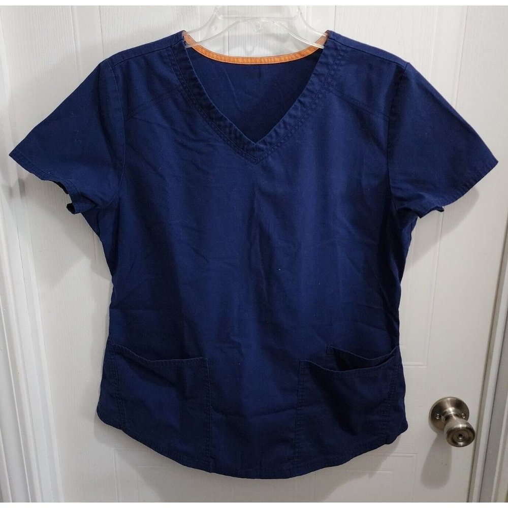 Scrubstar Women's Essentials Short Sleeve V-Neck Scrub Top Blue SSL09842T Sz M